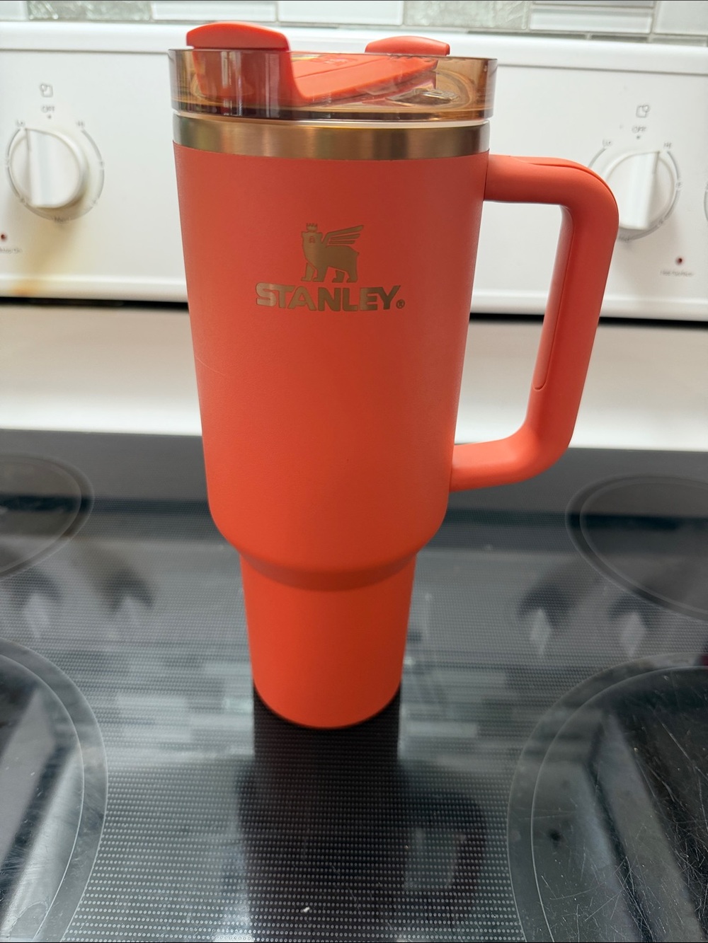 Stanley Burnt Orange Insulated Travel Mug with Handle and Splash Lid